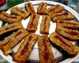 A picture of step 8 of Sesame finger bread toast.