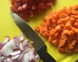 A picture of step 1 of Scrambled eggs with vegetables & potatoes.