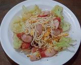 รูปขั้นตอนการทำที่ 6 ของ ผัดสปาเก็ตตี้ไส้กรอก,ไข่,ดอกกะหล่ำ - คีโต