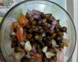 A picture of step 2 of Kala chana chaat black chickpea salad.