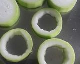 A picture of step 2 of Danedar besan barfi in bottle gaurd ring.
