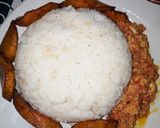 A picture of step 1 of Buttered Rice, Egg Sauce and Fried Plantain #teamabuja.