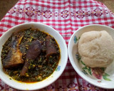 A picture of step 4 of Jute Mallow and Okro Soup with Lafu.