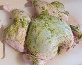 A picture of step 3 of Spatchcock Chicken with chimichuri.