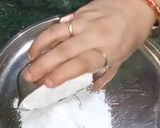 A picture of step 4 of Singhare Ke Ladoo(water chestnuts).
