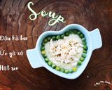 Hình bước làm 4 của món Soup đậu hà lan ức gà xé hạt sen