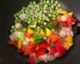A picture of step 2 of Kung Pao Vegetables.