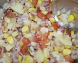 A picture of step 2 of Monaco sandwich and papad Chaat.