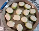 A picture of step 5 of Bhat karela pur with white sauce.
