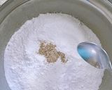 A picture of step 1 of Instant No Cook Coconut Kesar Elaichi Pedha.