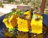 A picture of step 14 of Khaman dhokla.