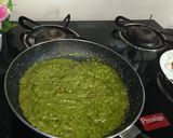 A picture of step 7 of Nawabi paneer with coriander coconut gravy.