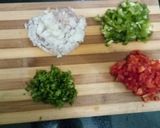 A picture of step 1 of Capsicum onion grilled cheese sandwich.