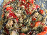 Hamburguesa veggie de berenjena y pimiento rojo 🍆🌶