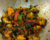 A picture of step 4 of Spring onion, Methi and Alu sabzi.
