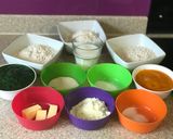 A picture of step 1 of Tri colour bread.