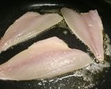 A picture of step 2 of Pan-fried sea bass on a bed of yoghurt and dill potatoes.