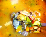 Foto del paso 22 de la receta: Sopa de mariscos a los tres caldos e infusionada con azafrán