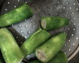A picture of step 1 of Bharva Bharela karela.