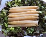 Une image de l'étape 6 de Salade d'asperges aux poivrons, tomates, laitue rouge et mimolette.