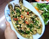 Hình bước làm 4 của món Cà tím nướng, xốt mỡ hành, nước tương