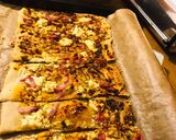 Φωτογραφία βήματος 4 της συνταγής Flammkuchen Tarte Flambe λέγεται στη Γερμανία και Γαλλία ! Με τυρί κρέμα, μπέικον, λιαστή ντομάτα