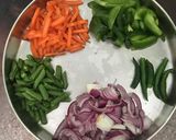 A picture of step 1 of Vegetable Fried Rice.