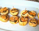 A picture of step 5 of Potato Skewer with Mussel and Escabeche Mayonnaise.