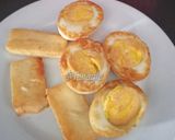 Foto langkah ke 3 dari resep Telur goreng & keju panggang #sarapan debm.