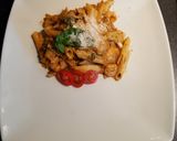 A picture of step 7 of Prawny pesto pasta.