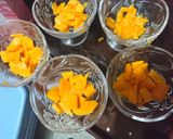 A picture of step 1 of Mango dessert with jelly and chocolate.
