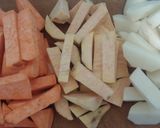 Foto del paso 1 de la receta: Boniatos y Papas rebozados, al horno con pollo (apto hipertensos)