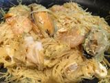 Mussels Shrimps with Egg Sour Fried Rice Noodles