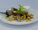 A picture of step 5 of Pan-grilled Eggplant with pine nuts & garlic.