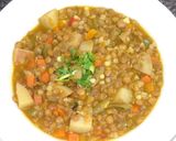 A picture of step 2 of Lentils with Hominy and Vegetables.