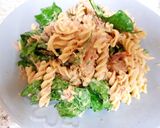 A picture of step 5 of Tuna & Prawn Pasta with seafood sauce + Cheese. 🤗🤗🤗🤗.