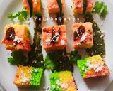 A picture of step 9 of Tricolour Dhokla with Spinach and Beet.