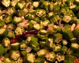A picture of step 4 of Okra/ladies finger stir fry.