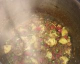 A picture of step 5 of Qeema with mix veg.