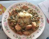 Foto del paso 6 de la receta: Pollo al pimentón con salsa cremosa de verdeo y arvejas y arroz