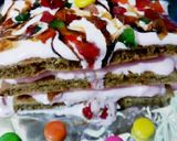 A picture of step 14 of Chai ice cream sandwich cake (in toster).