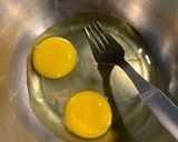 A picture of step 1 of French toast (savoury) with cheese.