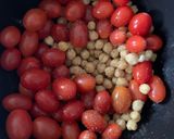 A picture of step 4 of Roasted Tofu with Chickpeas, Tomatoes and Tahini.