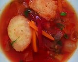 A picture of step 18 of Beetroot Carrot Soup with Caraway Dumplings.