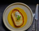 A picture of step 3 of French Toast on Milk-Based Mango Custard.