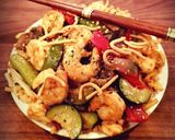 A picture of step 6 of Mike's Sweet & Spicy Firecracker Shrimp & Noodles.