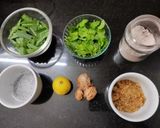 A picture of step 1 of Mint leaves and lemon grass juice.