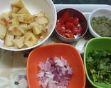 A picture of step 1 of Dhaniya Pudina Aloo Chaat.