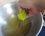A picture of step 3 of Basanti kadhi pakodas.