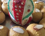 A picture of step 7 of Besan Ladoos.